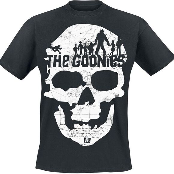 NWT- The Goonies-Hybrid Apparel Black Short Sleeve Tee with Skull Design- Size L - Picture 1 of 9